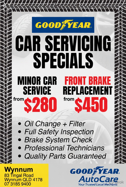 Goodyear car servicing specials promotional flyer